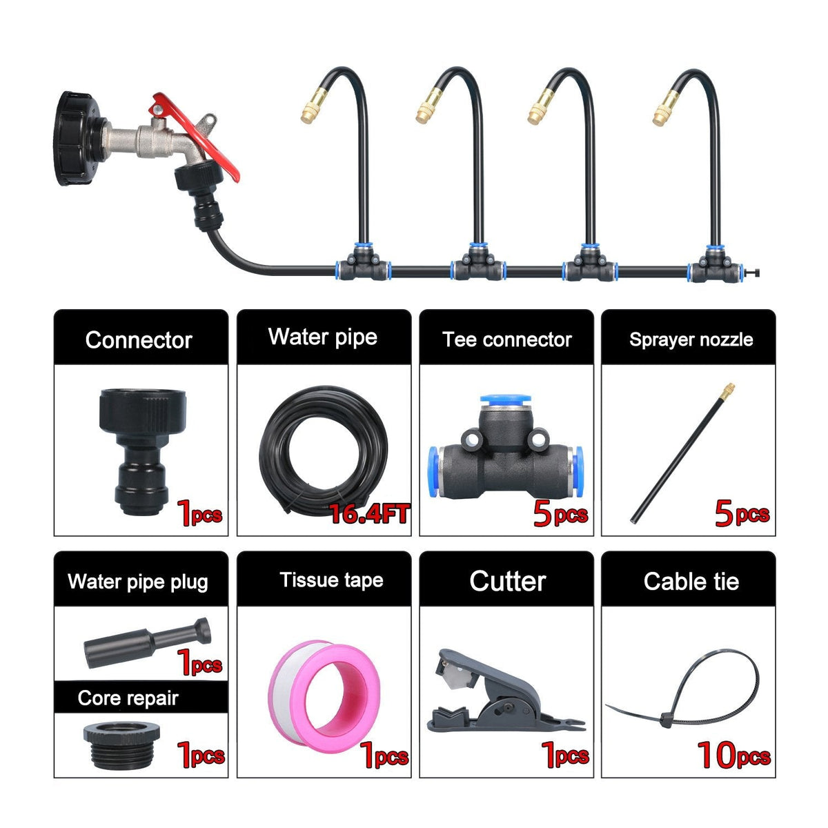 Drip Irrigation Kit 360 Degree Adjustable Sprinklers & Water-Saving
