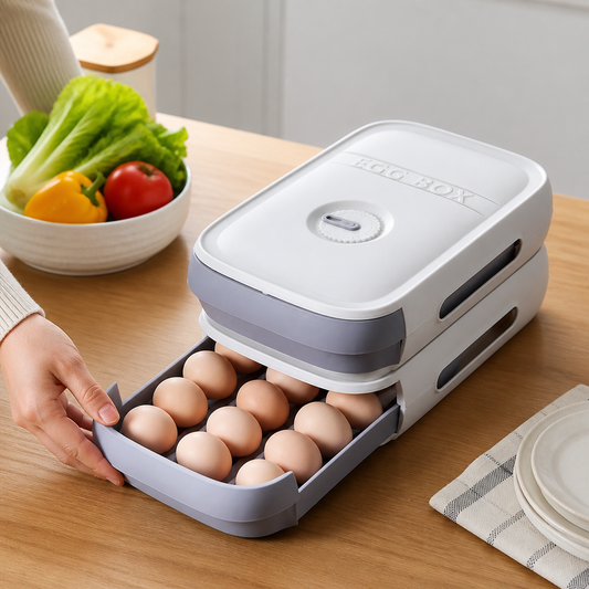 Egg Storage Box Pull-Out Drawer Stackable Protective Lid