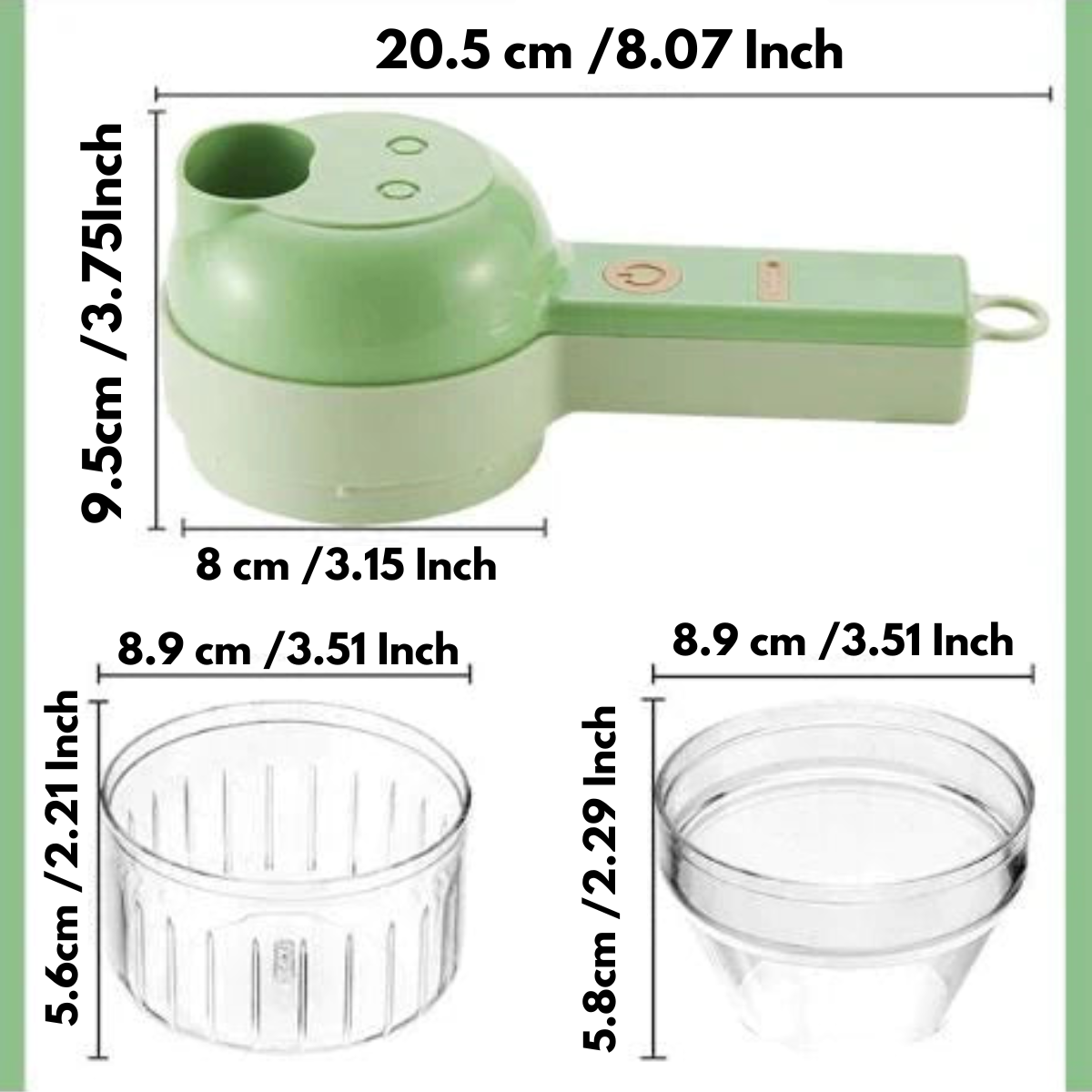 Electric Chopper 4-In-1 USB Rechargeable Self-Cleaning