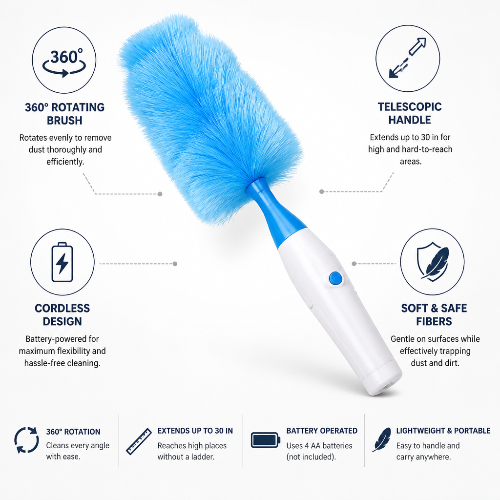 Electric Cleaning Brush 360° Rotating Cordless Telescopic Handle