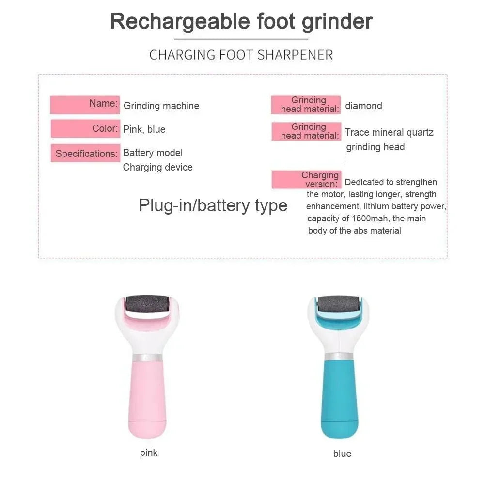 Electric Foot File Battery-Powered Replaceable & Washable Heads