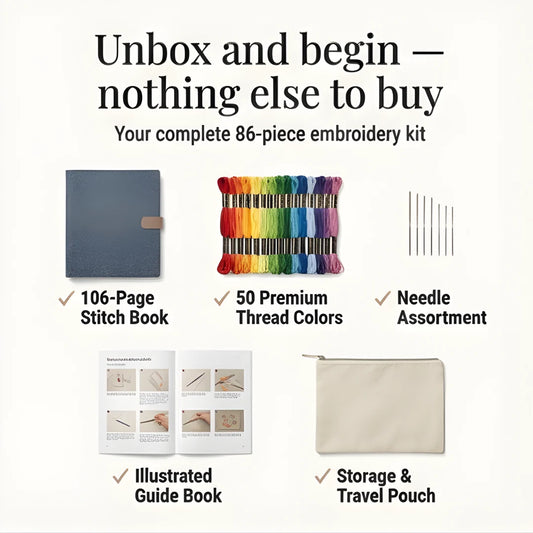 Embroidery Kit 106 Patterns Removable Linen Pages