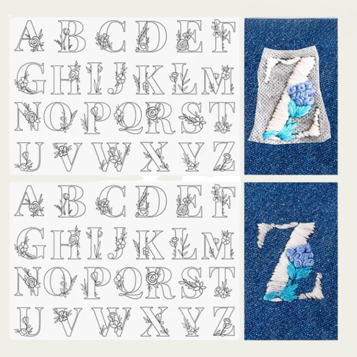 Embroidery Kit Water-Soluble Templates 50 Colors & Needles