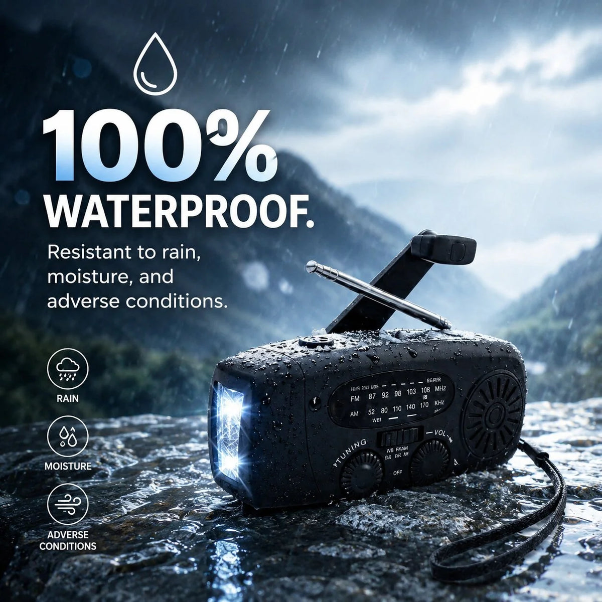 Emergency Radio Solar & Hand Crank With SOS