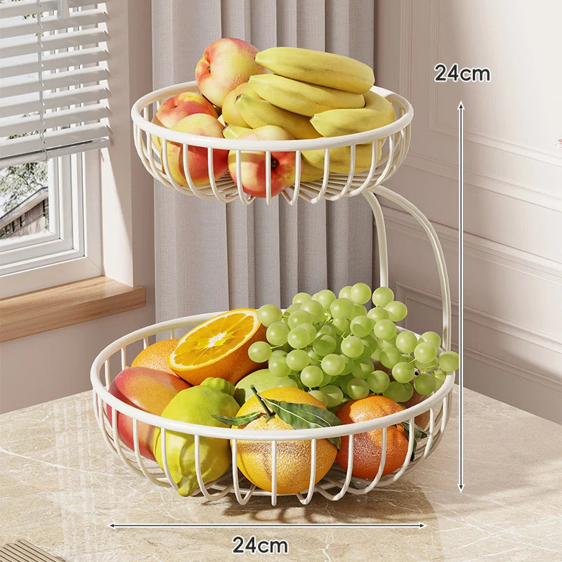 Fruit Bowl Stand Tiered Open-Wire Space-Saving
