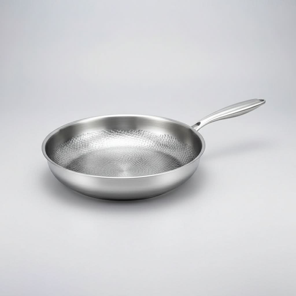 Frying Pan Hammered Stainless Steel Non-Stick Induction-Ready