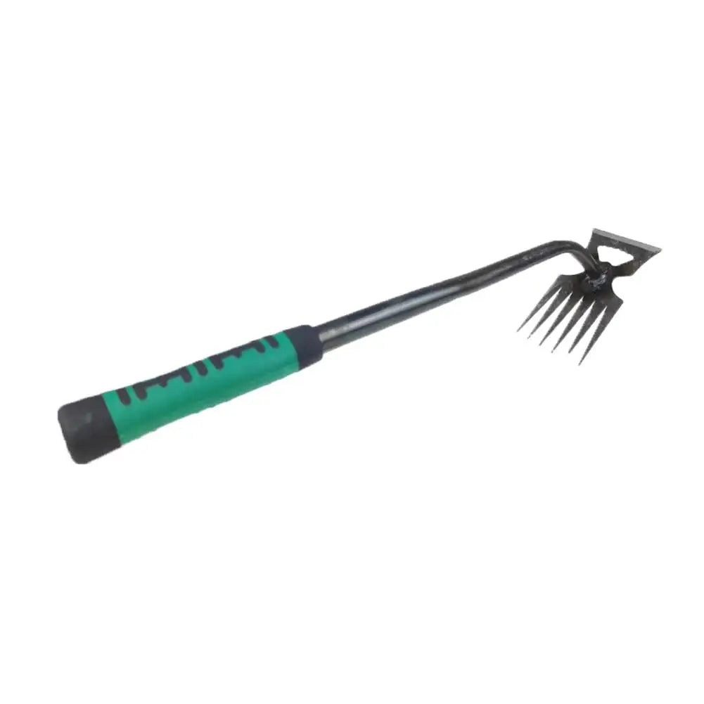 Garden Hand Rake Steel Tines Ergonomic Non-Slip Handle