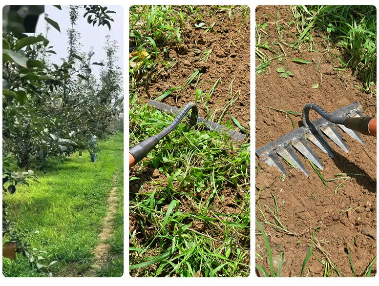 Garden Hoe Carbon Steel Tines Wooden Handle