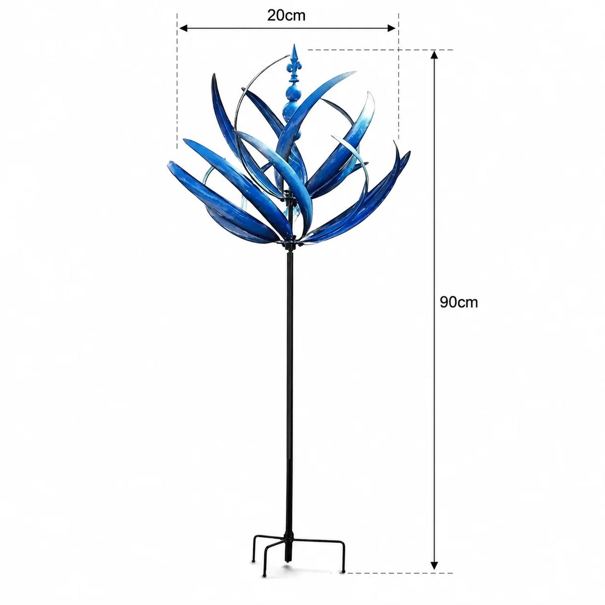 Garden Wind Spinner Lotus Design Iron Dual Bearing UV-Resistant