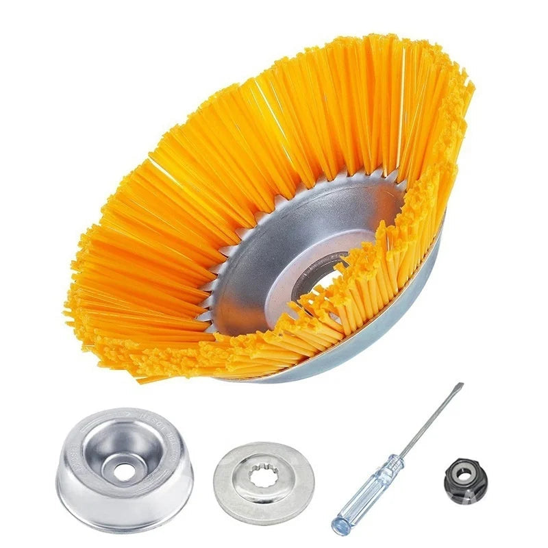 Grass Trimmer Brush Attachment Hardened Nylon Bristles Universal Fit