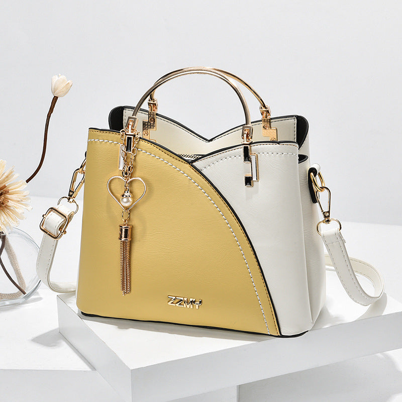 Handbag Faux Leather Metal Handles & Adjustable Strap