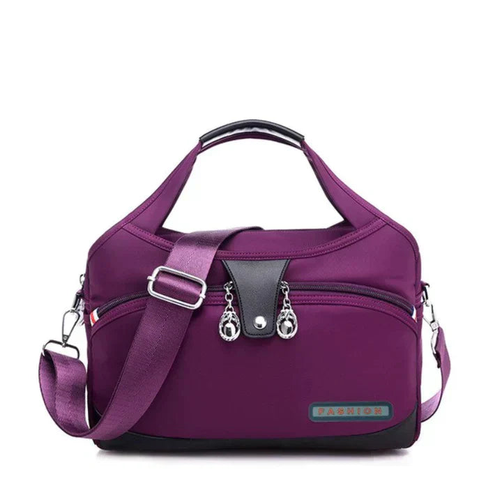 Handbag Multiple Compartments Adjustable Strap Zipper & Snap Closure
