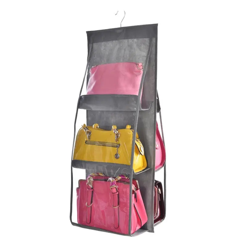Hanging Handbag Organizer Double-Sided Six Hooks Dust-Resistant
