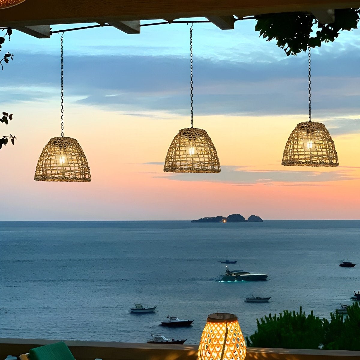 Hanging Lamp Solar IP65 Waterproof Rattan Or Iron