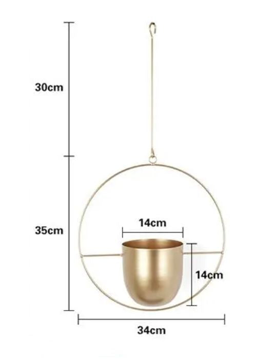 Hanging Planter Metallic Coated Iron Space-Saving