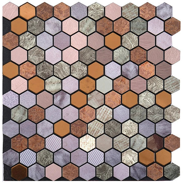 Hexagon Peel and Stick Metal Mosaic Tiles for Contemporary Decor