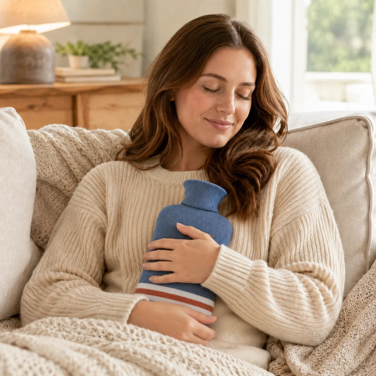 Hot Water Bottle Knitted Cover 1 L 8-Hour Warmth
