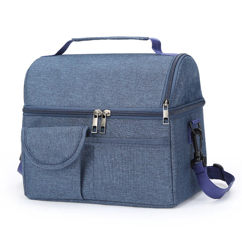 Insulated Lunch Bag Multi-Compartment Waterproof Lining Adjustable Strap