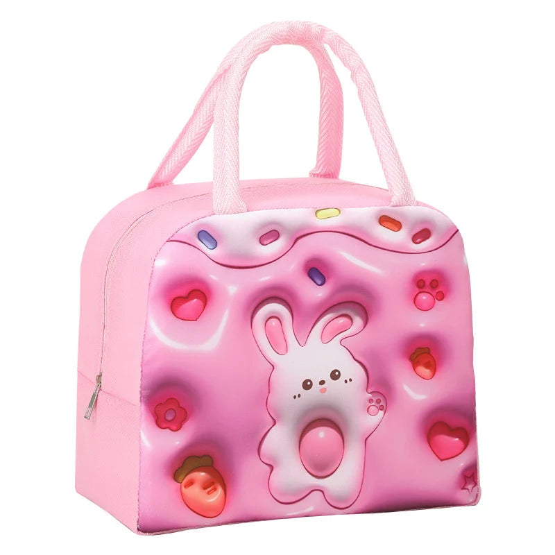 Insulated Lunch Bag Novelty Cat Design Spacious Easy-Clean Fabric