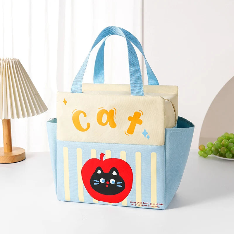 Insulated Lunch Bag Playful Graphic Multiple Compartments Easy-Clean