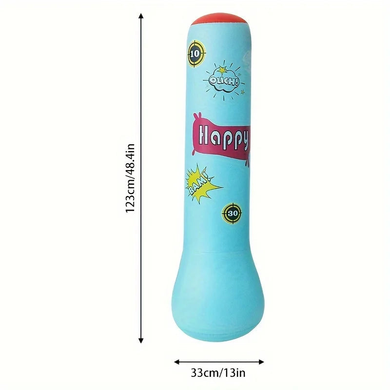 Kids Inflatable Punching Bag PU Leather Includes Gloves