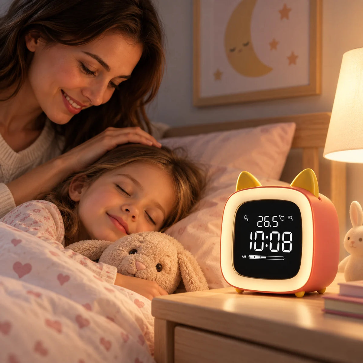 Kids Night Light Alarm Clock Stepless Dimmable LED