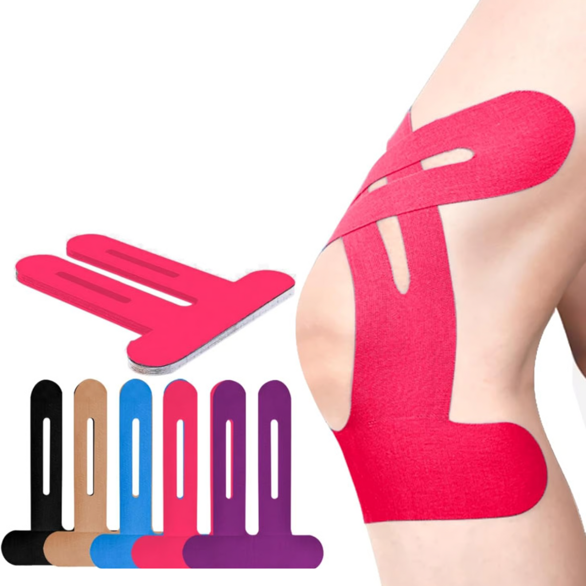 Kinesiology Tape Pre-Cut Knee Strips Water-Resistant