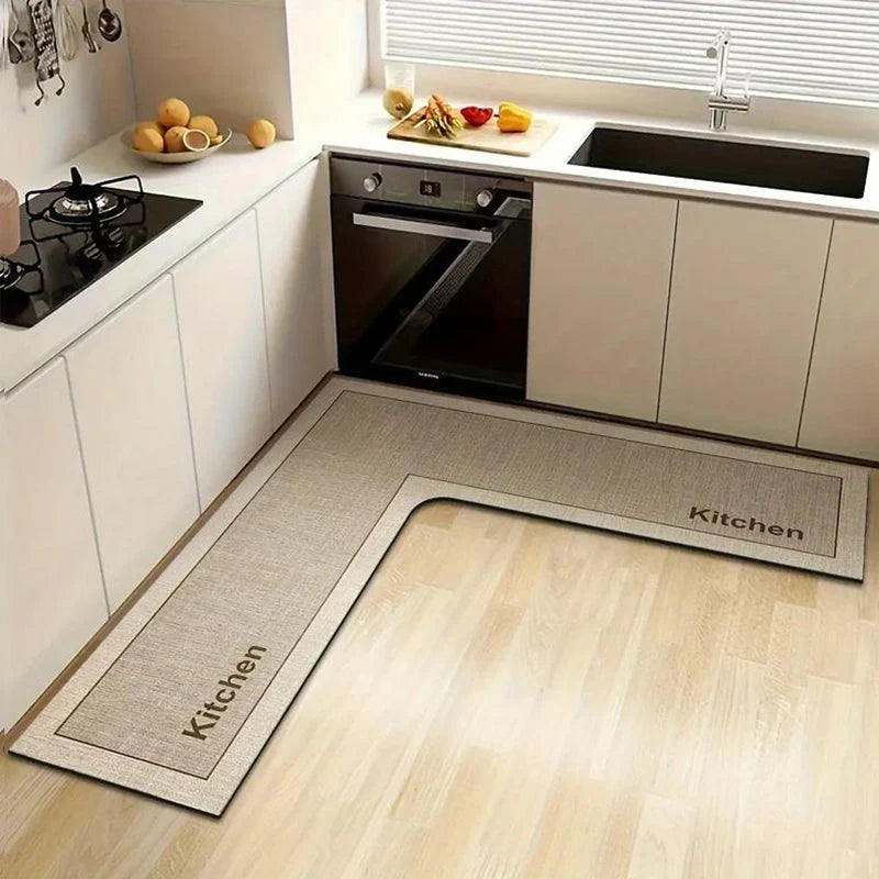 Kitchen Floor Mat L-Shaped Diatomite Quick-Dry Non-Slip