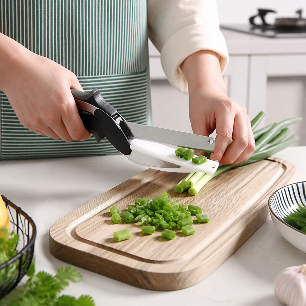 Stainless Steel Knife & Cutting Board Kitchen Scissors (2-in-1)