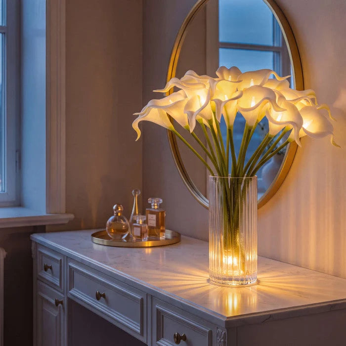 LED Calla Lily Bouquet 10 Illuminated Blooms Bendable Stems