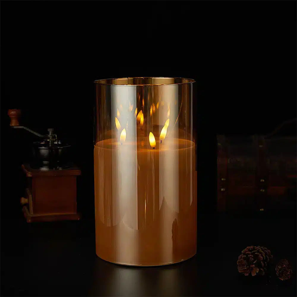 LED Candle Three Flickering Flames Paraffin Wax Flameless Design