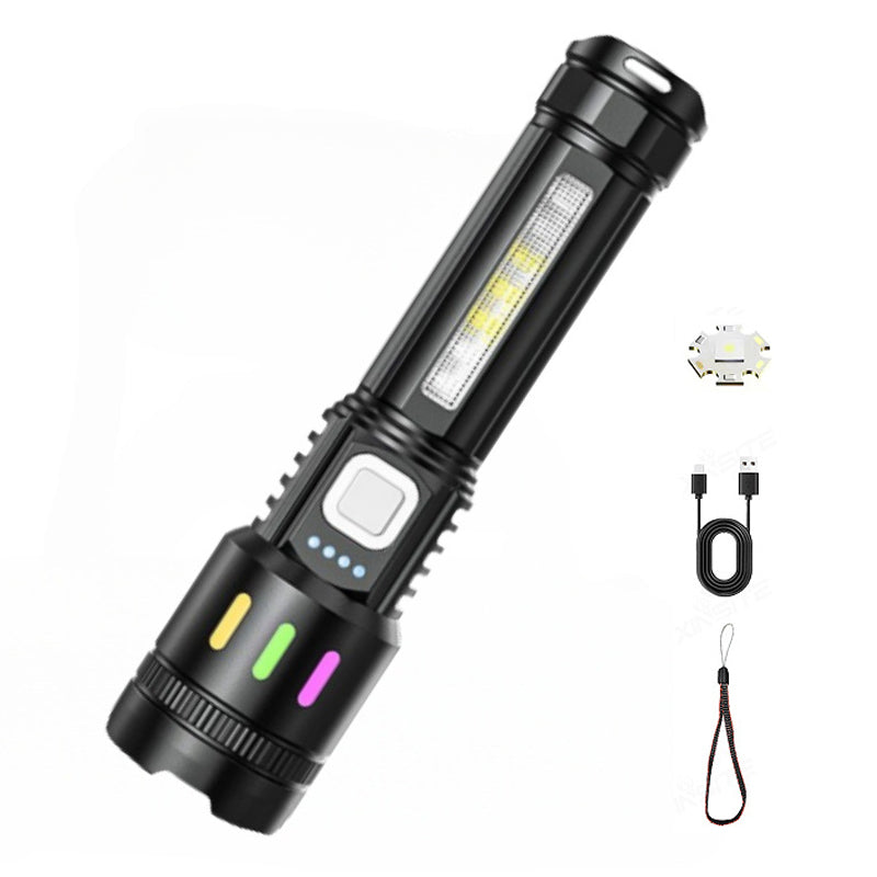 LED Flashlight Zoomable 600m Range USB-C Fast-Charging