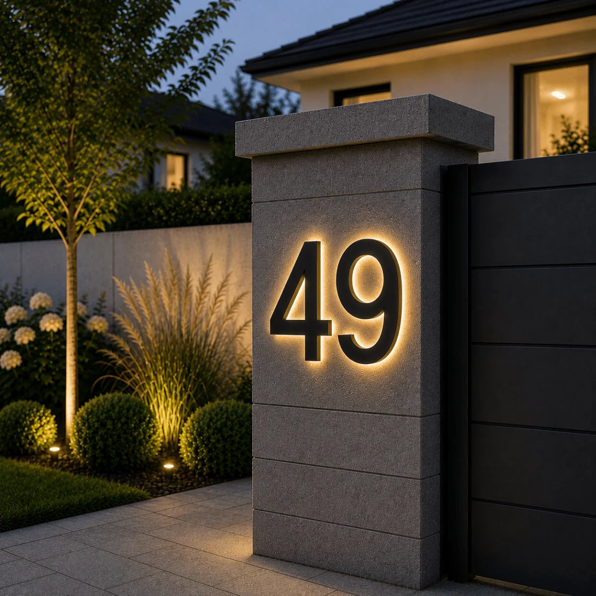 LED House Number Sign Stainless Steel Weatherproof IP68 Waterproof Protection