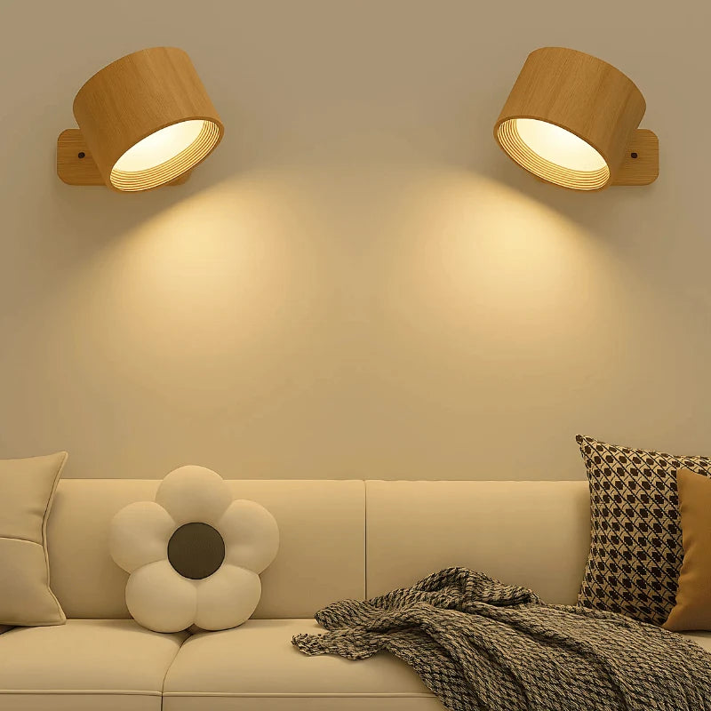 LED Wall Light Wireless Rechargeable 360° Rotatable Touch & Remote