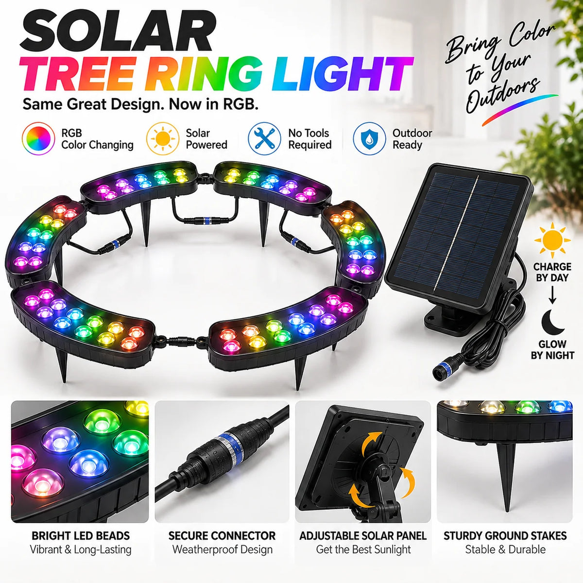 Landscape Ring Light Solar-Powered 7-Color RGB 360°