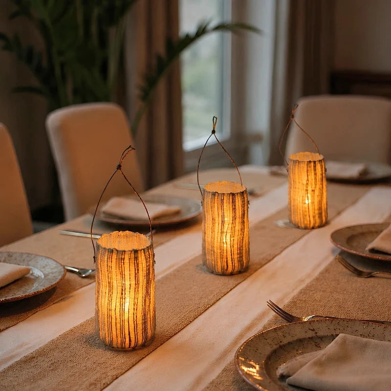 Lantern Woven Lampshade Wireless Flickering Light