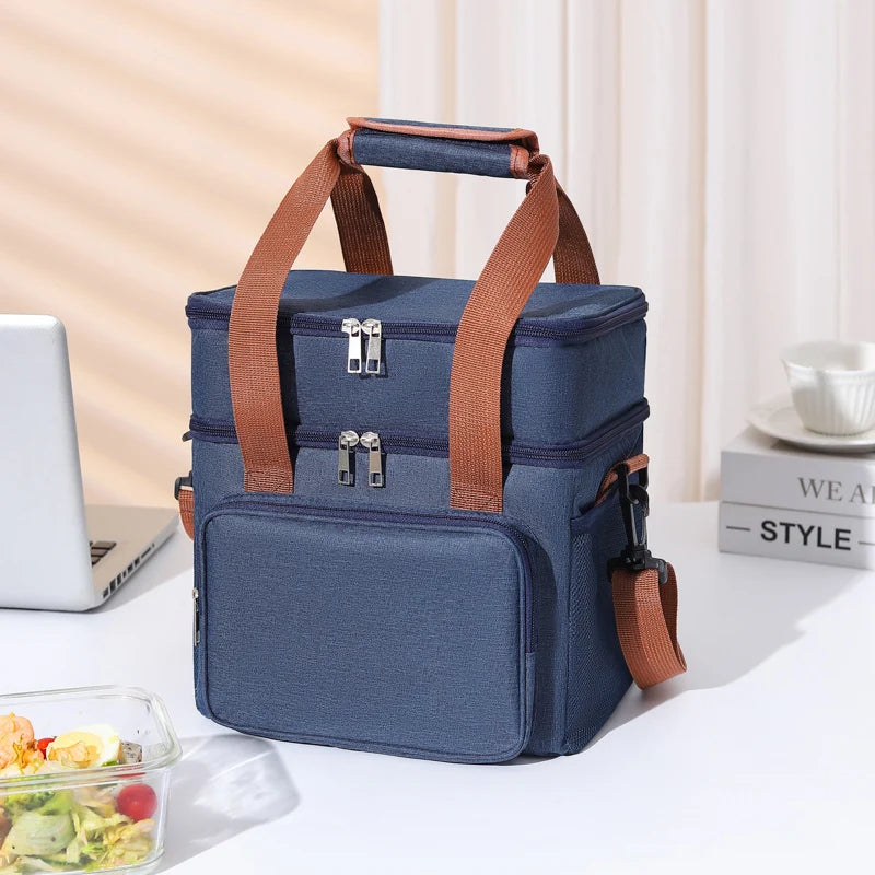 Lunch Cooler Bag Insulated Multi-Compartment Wipeable Lining