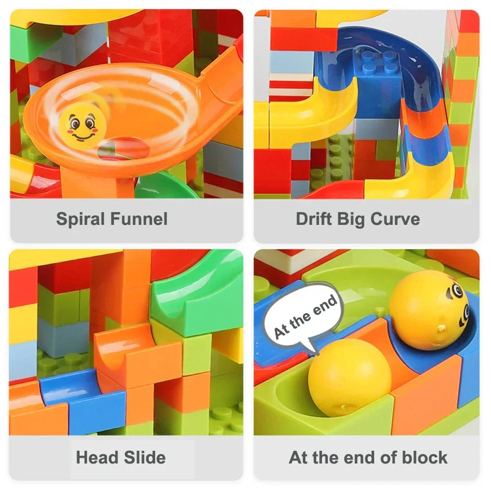 Marble Run Building Set 168 Pieces Tracks Ramps & Tunnels