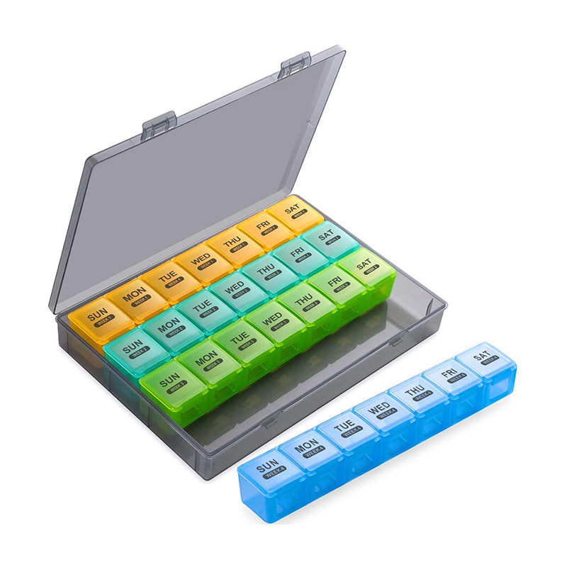 Medication Organizer 28-Compartment Moisture-Resistant & Snap-Tight Lids