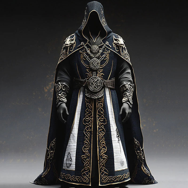 Medieval Cloak Hooded Celtic Embroidery
