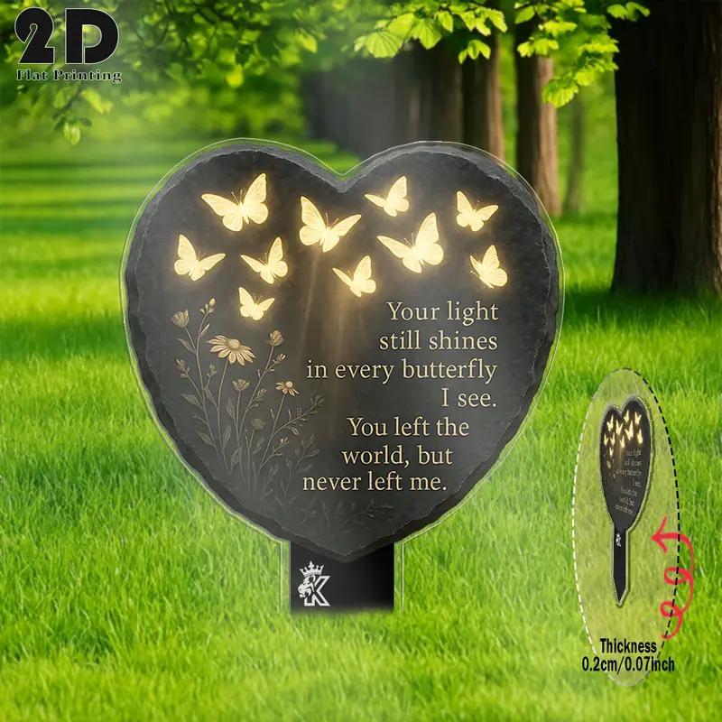 Memorial Plaque Heart Shape Warm White LED Acrylic