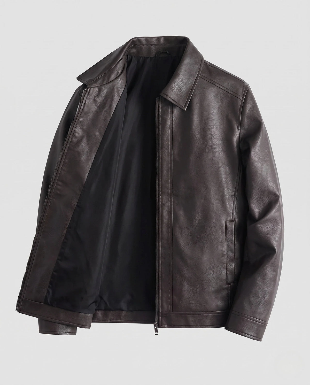 Men's Leather Jacket Functional Pockets Modern Fit