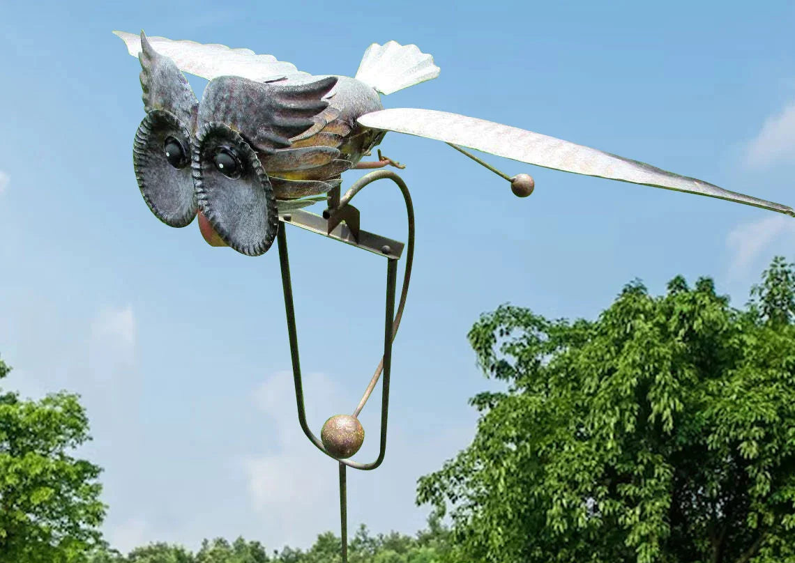 Metal Twirling Wind Spinner for Garden with Ground Stake – Weather-Resistant Ornament