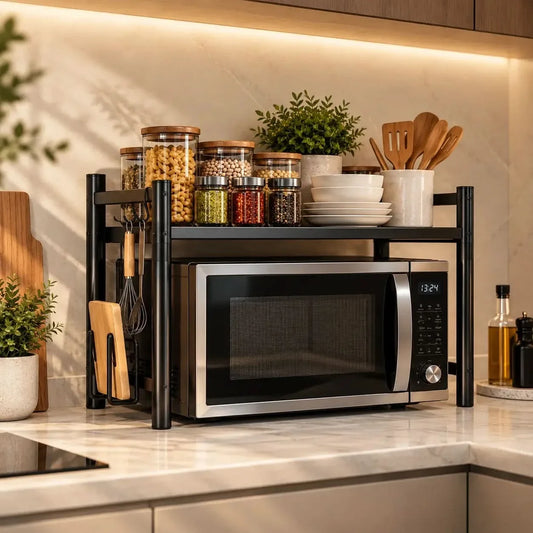 Microwave Shelf Expandable Space-Saving Kitchen Storage