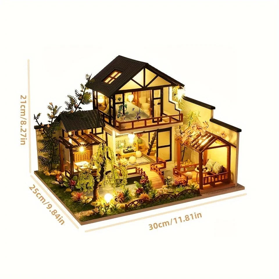Miniature House Building Kit Wooden DIY Decorative Display