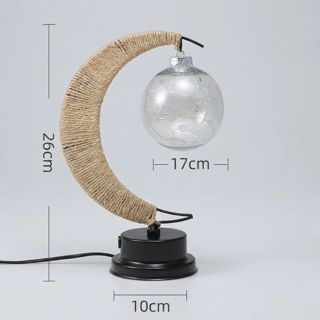 Moon Lamp Rechargeable Glass Sphere Wooden Stand