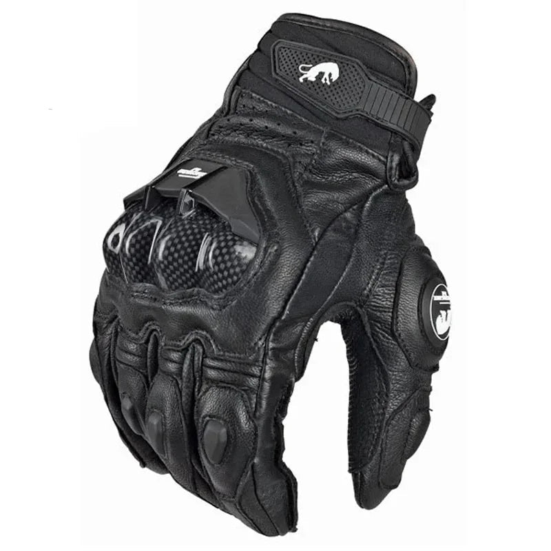 Motorcycle Gloves Genuine Leather Reinforced Knuckles & Adjustable Wrist