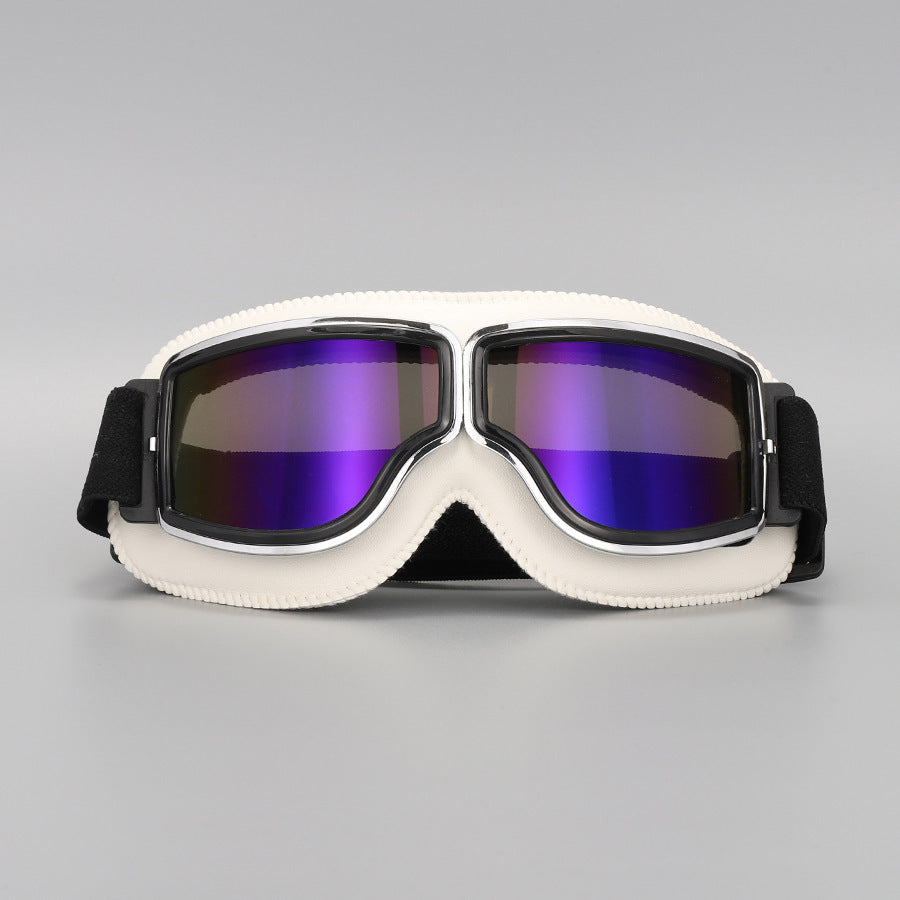 Motorcycle Goggles Vintage Style Scratch-Resistant Polycarbonate Fits Over Glasses