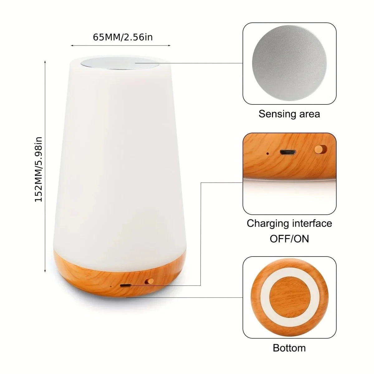Night Light Rechargeable Dimmable Touch & Remote Control
