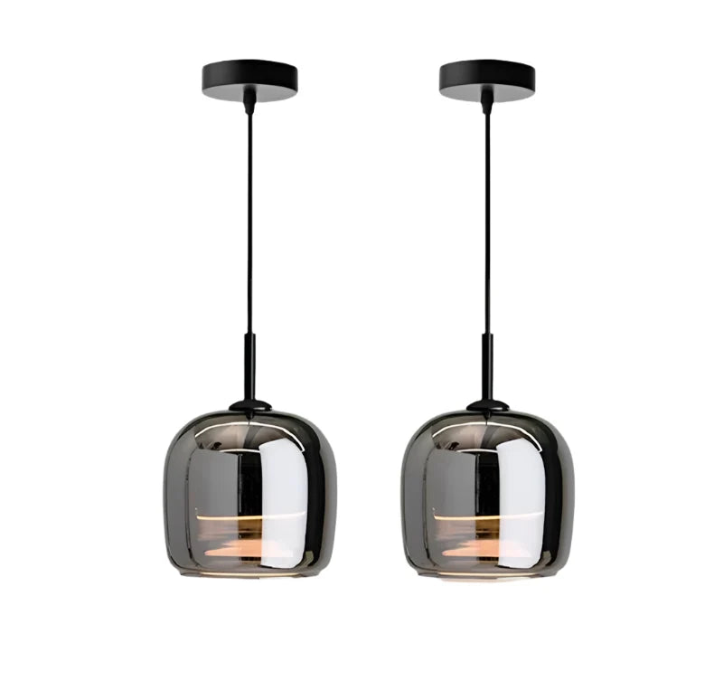 Nordic Black Glass Hanging Light Fixture – Contemporary Pendant Lamp for Dining and Kitchen
